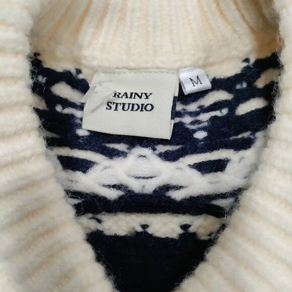 Rainy Studio Fair Island Super Thick Nordic Harajuku Print Sweater Medium NWOT - Picture 5 of 10